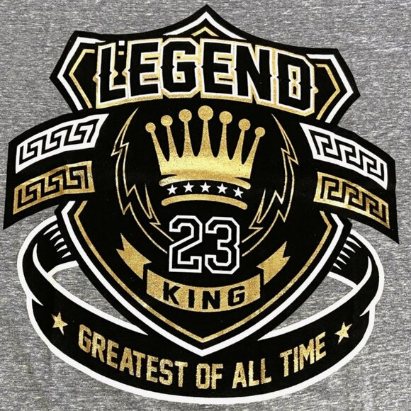 "King" 23 "Greatest of All Time" NOS Crown Gray Cotton T-Shirt - Picture 2 of 5